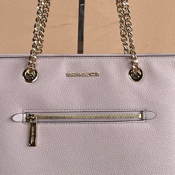 Michael Kors Jet Set Item Medium Front Pocket Shoulder Chain Tote Bag Pink - Picture 5 of 11